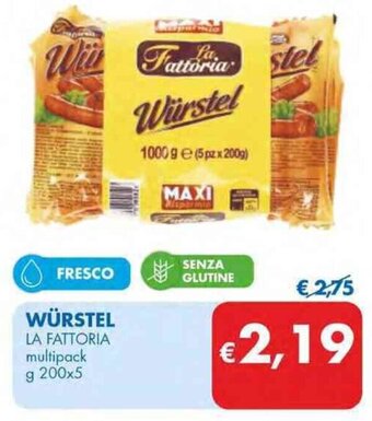 MD Discount WÜRSTEL LA FATTORIA multipack g 200x5 offerta