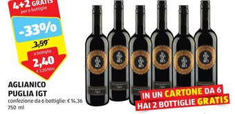ALDI AGLIANICO PUGLIA IGT 750 ml offerta