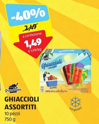 ALDI Grandessa GHIACCIOLI ASSORTITI 10 pezzi 750 g offerta