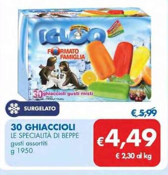 MD Discount 30 GHIACCIOLI LE SPECIALITÀ DI BEPPE gusti assortiti g 1950 offerta