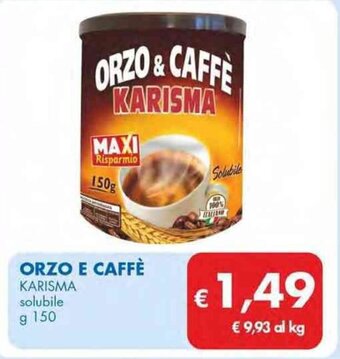 MD Discount ORZO E CAFFÈ KARISMA solubile g 150 offerta