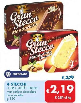 MD Discount 4 STECCHI LE SPECIALITÀ DI BEPPE mandorlato cioccolato bianco/latte g 320 offerta