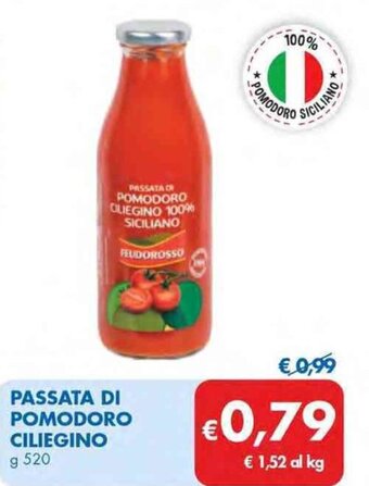 MD Discount PASSATA DI POMODORO CILIEGINO g 520 offerta