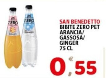 Premium Supermercati SAN BENEDETTO BIBITE ZERO PET ARANCIA/ GASSOSA/ GINGER 75 CL offerta