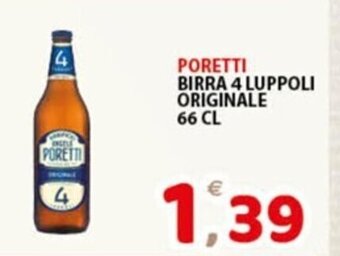 Premium Supermercati PORETTI BIRRA 4 LUPPOLI ORIGINALE 66 CL offerta