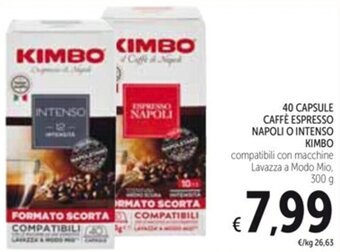Spazio Conad 40 CAPSULE CAFFÈ ESPRESSO NAPOLI O INTENSO Kimbo 300 g offerta