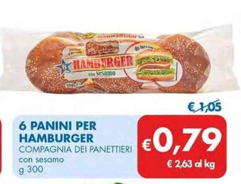 MD Discount 6 PANINI PER HAMBURGER COMPAGNIA DEI PANETTIERI con sesamo g 300 offerta