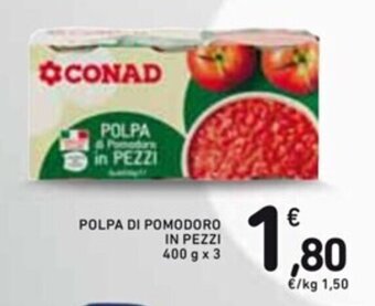 Spazio Conad POLPA DI POMODORO IN PEZZI 400 g x 3 offerta