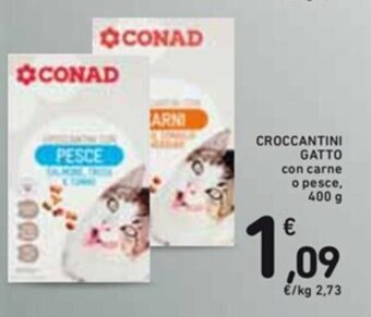 Spazio Conad CROCCANTINI GATTO con carne o pesce, 400 g offerta