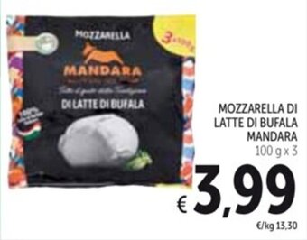Spazio Conad MOZZARELLA DI LATTE DI BUFALA MANDARA 100 g x 3 offerta