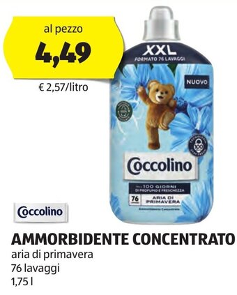 ALDI Coccolino AMMORBIDENTE CONCENTRATO aria di primavera 76 lavaggi 1,75 L offerta