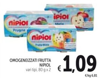 Spazio Conad OMOGENEIZZATI FRUTTA NIPIOL vari tipi, 80 g x 2 offerta