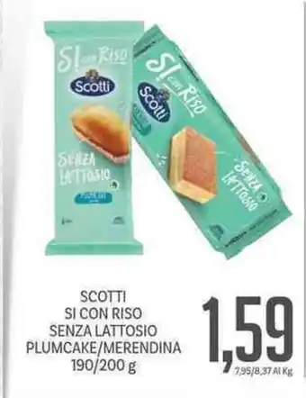 Supermercati Piccolo Scotti Si con Riso Senza Lattosio Plumcake/Merendina 190/200g offerta