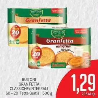 Supermercati Piccolo Buitoni Gran Fetta 60+20 fette gratis 600g offerta
