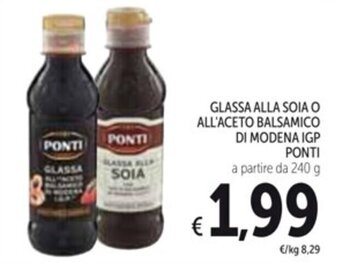 GLASSA ALLA SOIA O ALL'ACETO BALSAMICO DI MODENA IGP PONTI 240 g