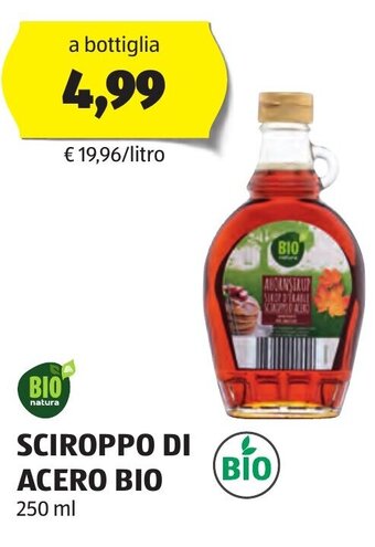 ALDI SCIROPPO DI ACERO BIO 250 ml offerta