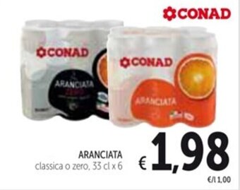 Spazio Conad ARANCIATA classica o zero, 33 cl x 6 offerta