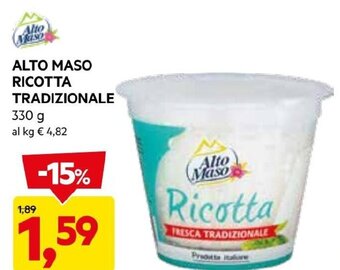 DPiù ALTO MASO RICOTTA TRADIZIONALE 330 g offerta