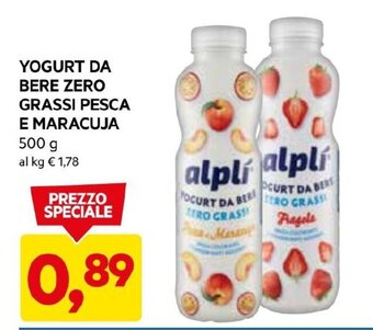 DPiù YOGURT DA BERE ZERO GRASSI PESCA E MARACUJA 500 g offerta
