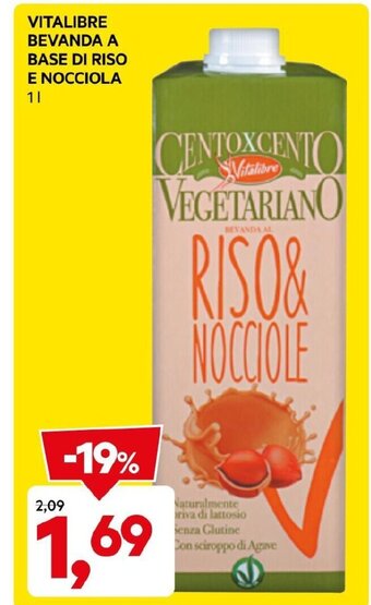 DPiù VITALIBRE BEVANDA A BASE DI RISO E NOCCIOLA 1 L offerta
