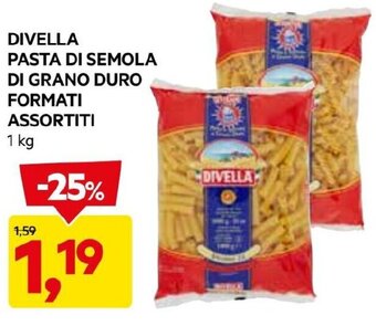 DPiù DIVELLA PASTA DI SEMOLA DI GRANO DURO FORMATI ASSORTITI 1 kg offerta