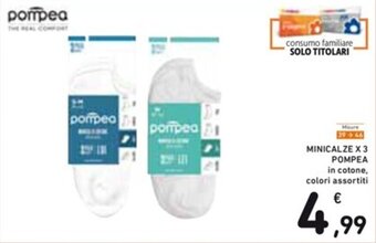 Spazio Conad MINICALZE X3 POMPEA in cotone, colori assortiti offerta