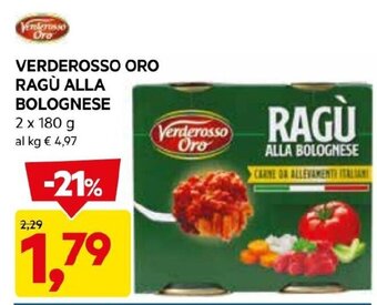 DPiù VERDEROSSO ORO RAGÙ ALLA BOLOGNESE 2 x 180 g offerta