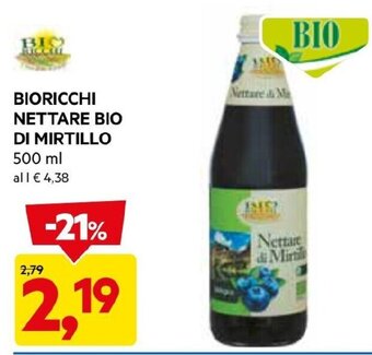 DPiù BIORICCHI NETTARE BIO DI MIRTILLO 500 ml offerta