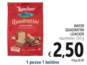 Spazio Conad WAFER QUADRATINI LOACKER napolitaner, 250 g offerta