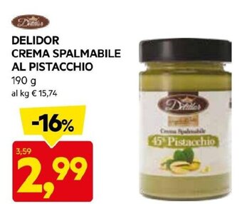 DPiù DELIDOR CREMA SPALMABILE AL PISTACCHIO 190 g offerta