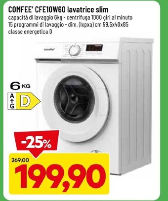 DPiù COMFEE' CFE10W60 lavatrice slim 6kg - 59,5x40x85 offerta