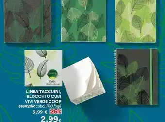 Coop Coop Linea Taccuini/Blocchi O Cubi Vivi Verde offerta