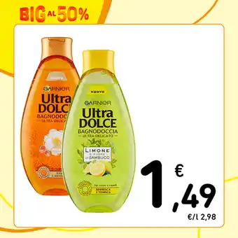 Conad BAGNODOCCIA ULTRA DOLCE GARNIER olio d'argan e di camelia, limone e fiore di sambuco, 500 ml offerta