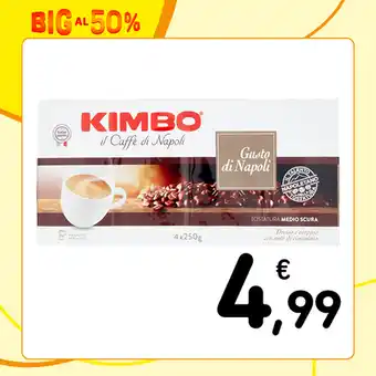 Conad CAFFE' ESPRESSO GUSTO DI NAPOLI KIMBO tostatura medio scura, 250 g x 4 offerta