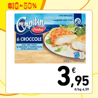 Conad CROCCOLE CAPITAN FINDUS con 100% filetti di merluzzo e croccante pangrattato, 6 pezzi, 600 g offerta