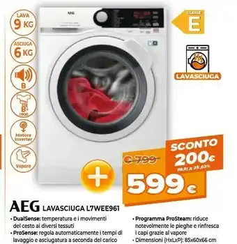 Aeg L7WEE961 Lavasciuga Caricamento Frontale Libera Installazione Bianco A
