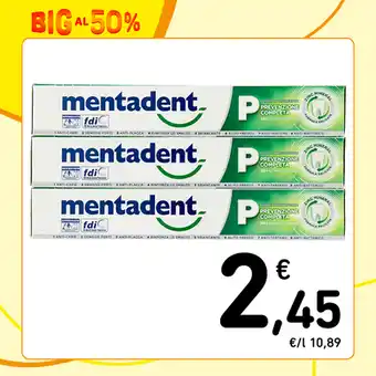 Conad DENTIFRICIO P MENTADENT prevenzione completa, 75 ml x 3 offerta