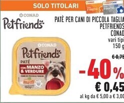 Conad Conad pate per cani di piccola taglia offerta
