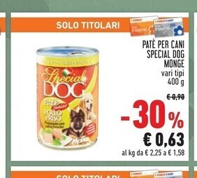 Conad Monge pate per cani special dog offerta