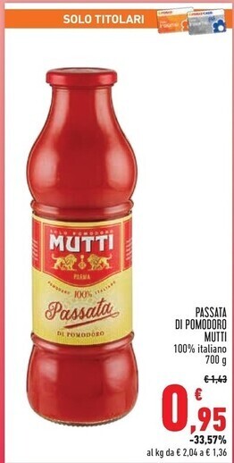 Conad Superstore Mutti passata di pomodoro offerta