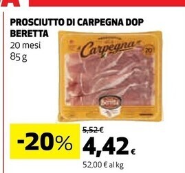 Coop Beretta prosciutto di carpegna dop offerta