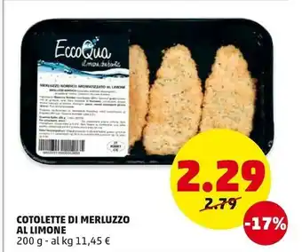 PENNY Eccoqua Cotolette Di Merluzzo Al Limone offerta