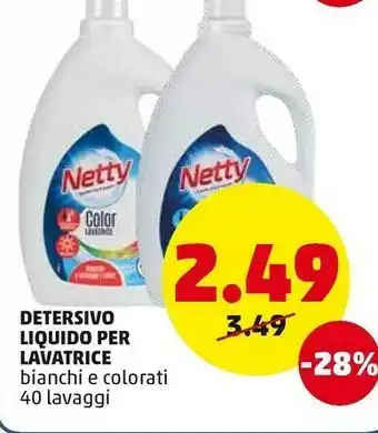 PENNY Netty Detersivo Liquido Per Lavatrice 40 Lavaggi offerta