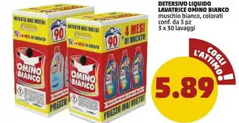 PENNY Omino Bianco Detersivo Liquido Lavatrice Muschio Bianco 90 Lavaggi offerta
