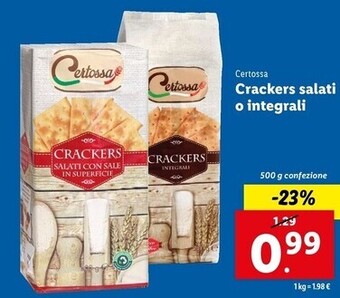 Lidl Certossa crackers salati o integrali offerta