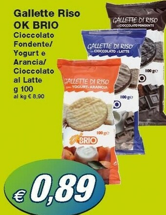 Prix Quality Ok brio Gallette Di Riso Con Cioccolato Fondente 100 G(ml) offerta