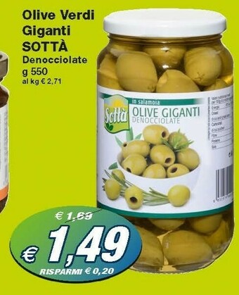Prix Quality Sottà Olive Verdi Giganti offerta