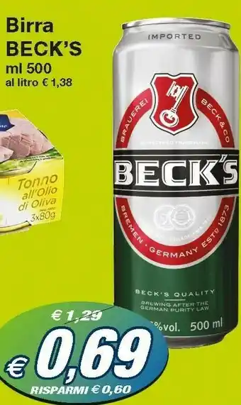Prix Quality Beck's - Beck's 500 G(ml) offerta