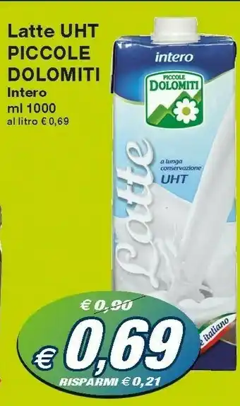 Prix Quality Piccole dolomiti Latte Intero A Lunga Conservazione UHT 1000 G(ml) offerta