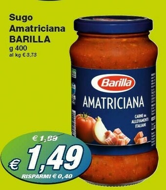 Prix Quality Barilla Amatriciana 400 G(ml) offerta